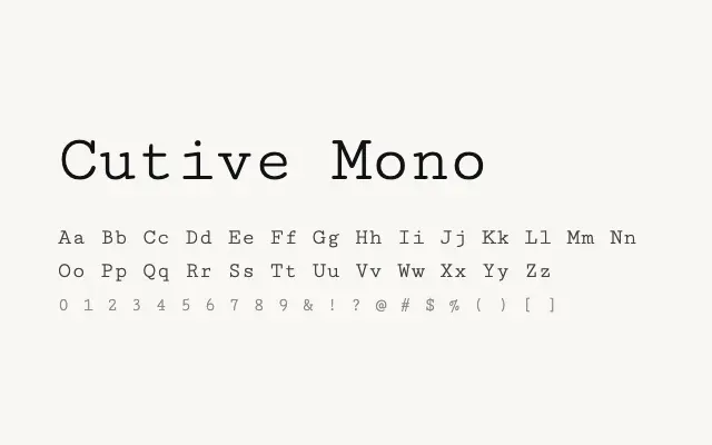 Cutive Mono specimen from Google Fonts