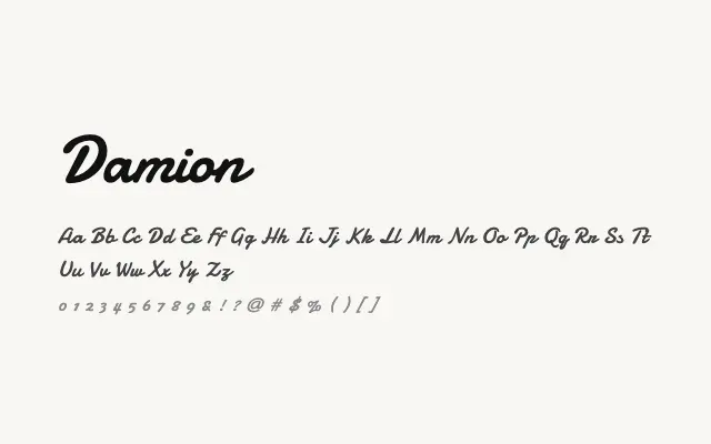 Damion specimen from Google Fonts
