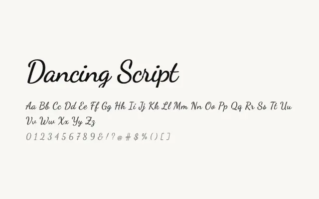 Dancing Script specimen from Google Fonts