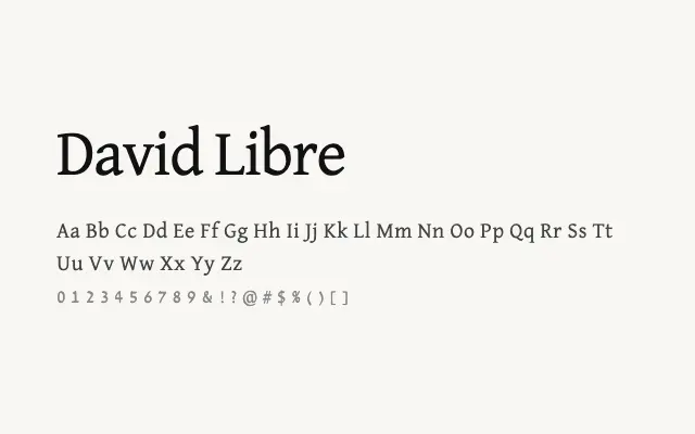 David Libre specimen from Google Fonts
