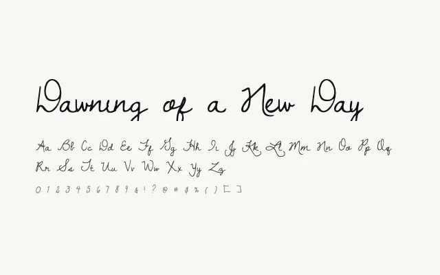 Dawning of a New Day specimen from Google Fonts