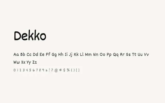 Dekko specimen from Google Fonts