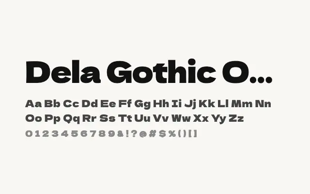 Dela Gothic One specimen from Google Fonts