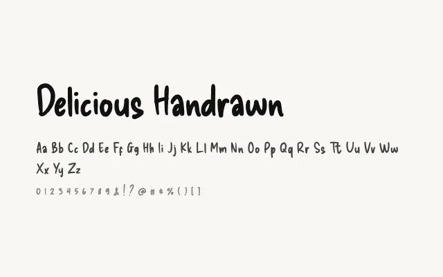 Delicious Handrawn specimen from Google Fonts