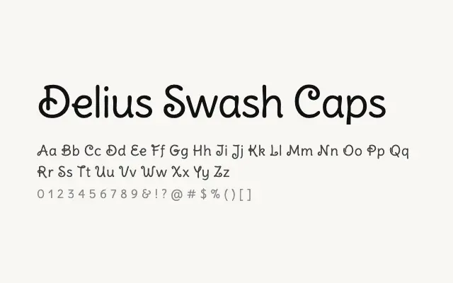 Delius Swash Caps specimen from Google Fonts
