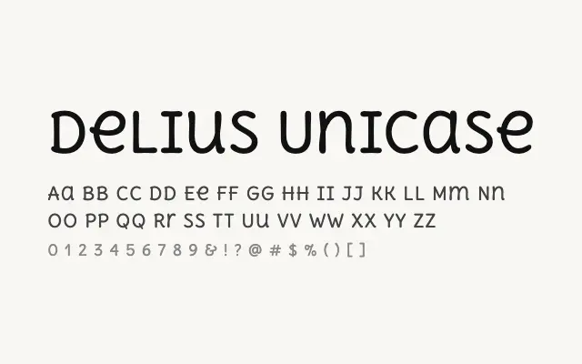 Delius Unicase specimen from Google Fonts