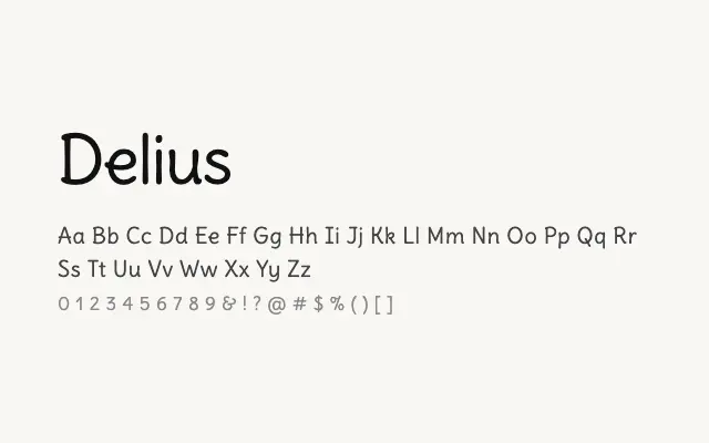 Delius specimen from Google Fonts