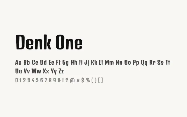 Denk One specimen from Google Fonts