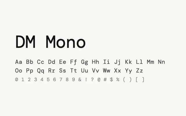 DM Mono specimen from Google Fonts
