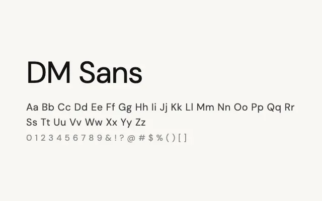 DM Sans specimen from Google Fonts