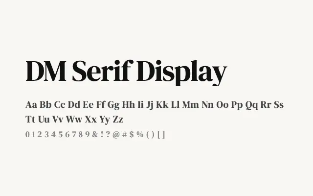 DM Serif Display specimen from Google Fonts