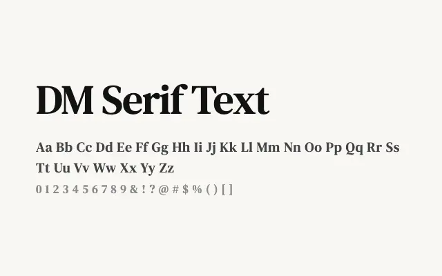 DM Serif Text specimen from Google Fonts