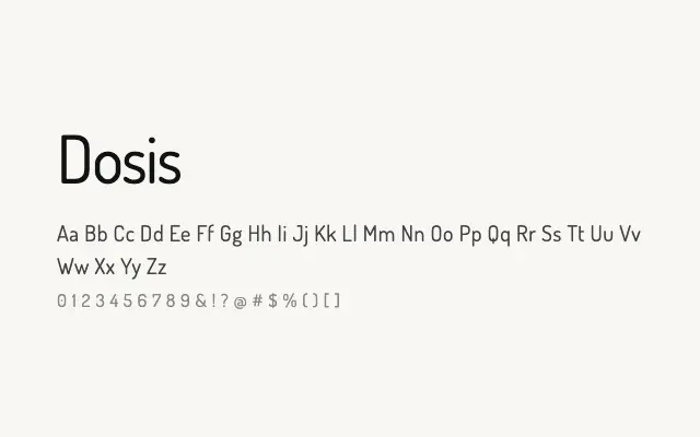 Dosis specimen from Google Fonts