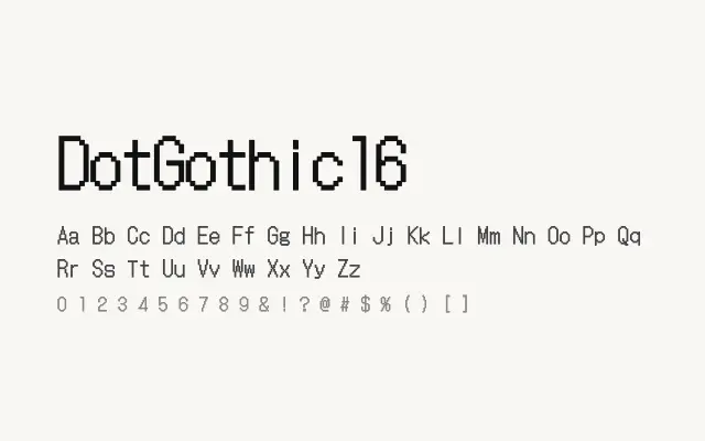 DotGothic16 specimen from Google Fonts