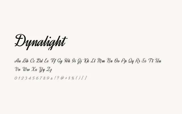 Dynalight specimen from Google Fonts
