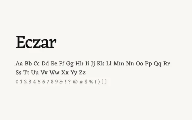 Eczar specimen from Google Fonts