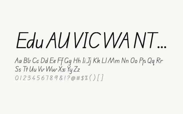 Edu AU VIC WA NT Hand specimen from Google Fonts
