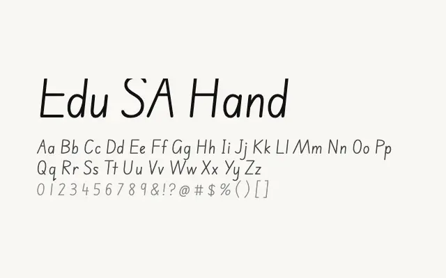 Edu SA Hand specimen from Google Fonts