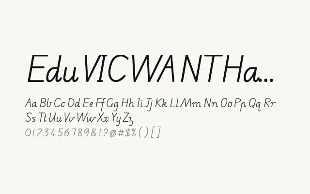 Edu VIC WA NT Hand Pre specimen from Google Fonts