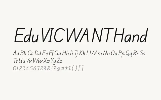Edu VIC WA NT Hand specimen from Google Fonts