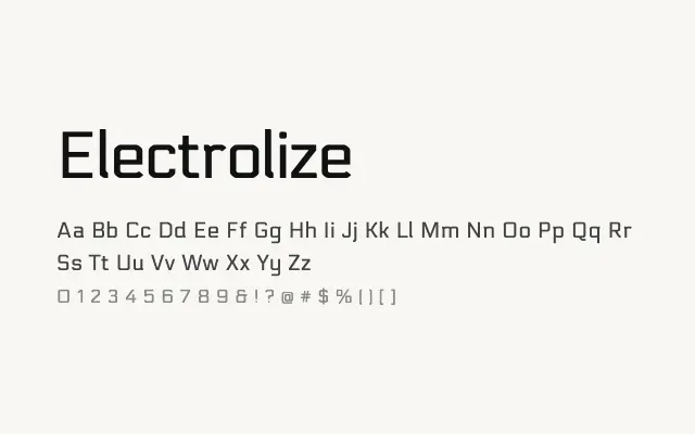 Electrolize specimen from Google Fonts