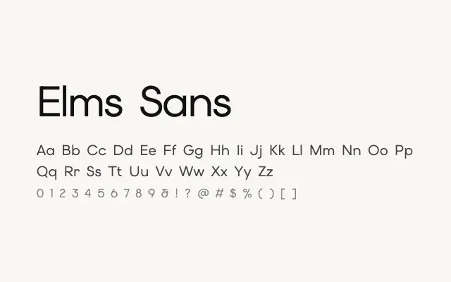 Elms Sans specimen from Google Fonts