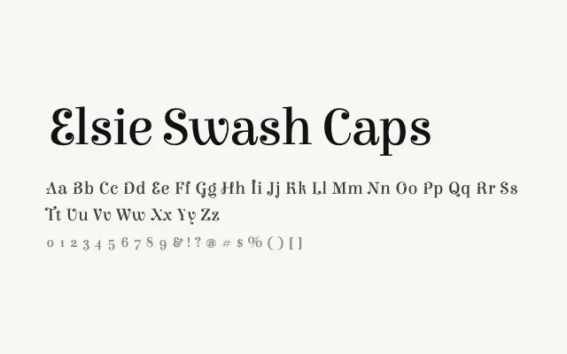 Elsie Swash Caps specimen from Google Fonts