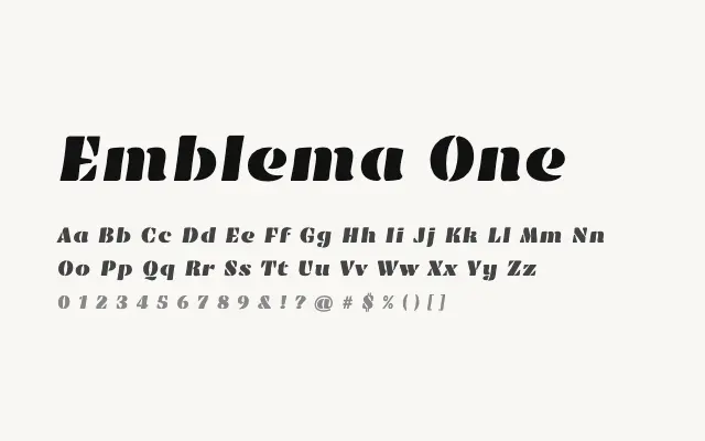 Emblema One specimen from Google Fonts