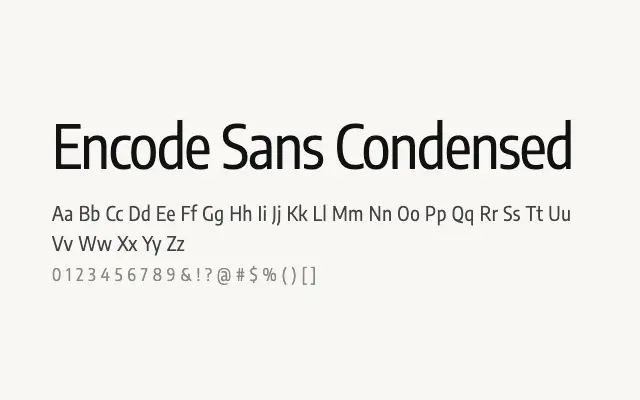 Encode Sans Condensed specimen from Google Fonts