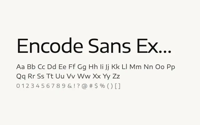 Encode Sans Expanded specimen from Google Fonts