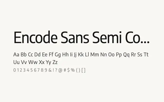 Encode Sans Semi Condensed specimen from Google Fonts