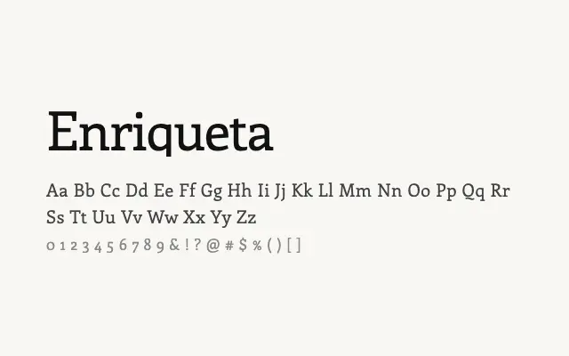 Enriqueta specimen from Google Fonts
