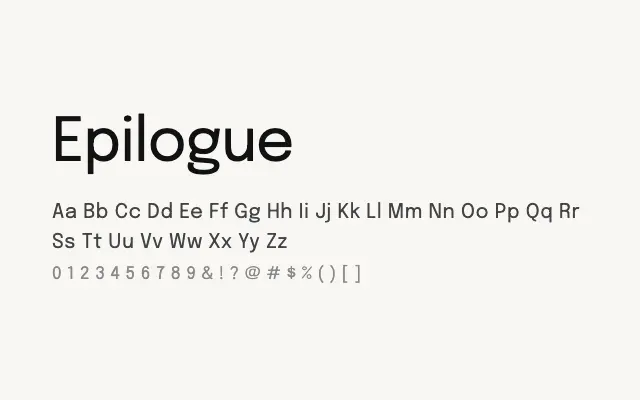 Epilogue specimen from Google Fonts