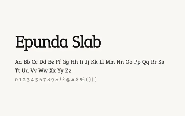 Epunda Slab specimen from Google Fonts