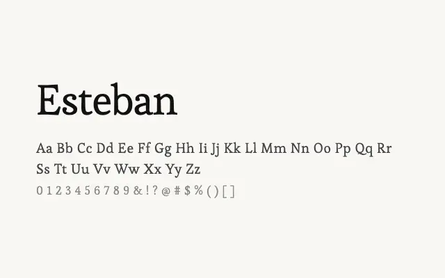 Esteban specimen from Google Fonts