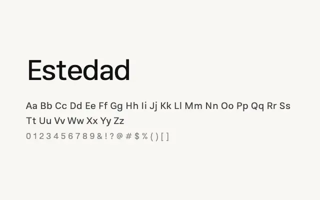 Estedad specimen from Google Fonts