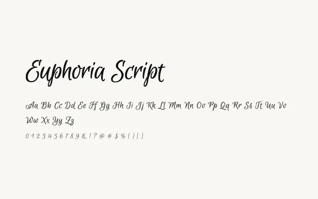 Euphoria Script specimen from Google Fonts