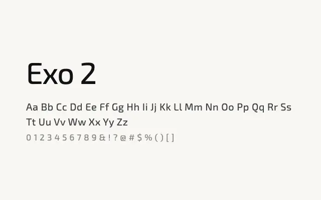Exo 2 specimen from Google Fonts
