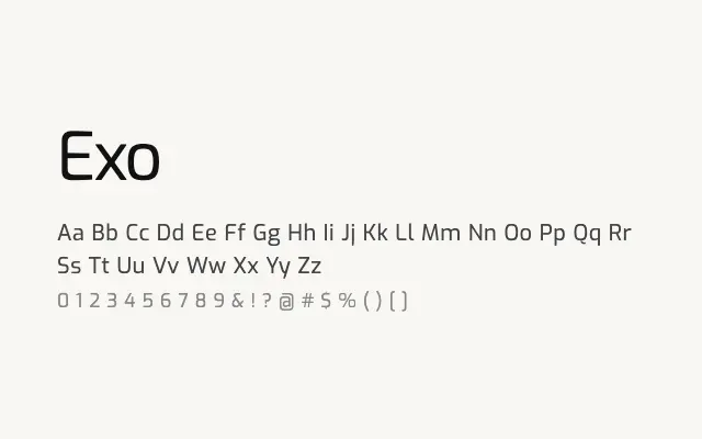 Exo specimen from Google Fonts