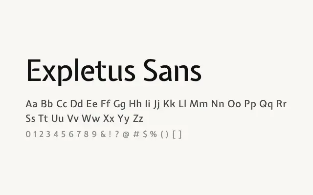 Expletus Sans specimen from Google Fonts