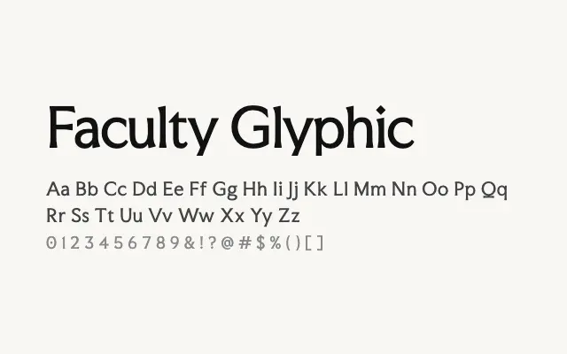 Faculty Glyphic specimen from Google Fonts