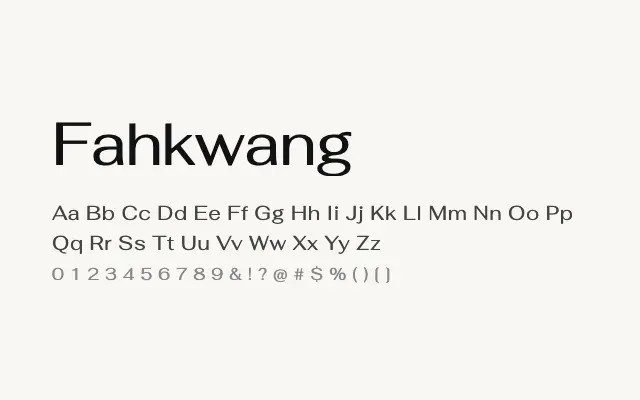 Fahkwang specimen from Google Fonts