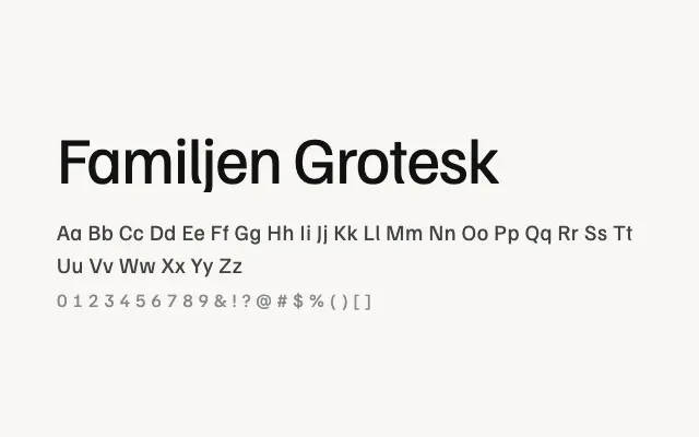 Familjen Grotesk specimen from Google Fonts