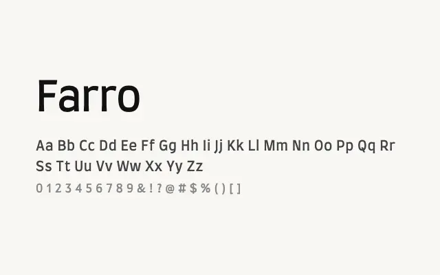 Farro specimen from Google Fonts