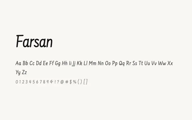 Farsan specimen from Google Fonts