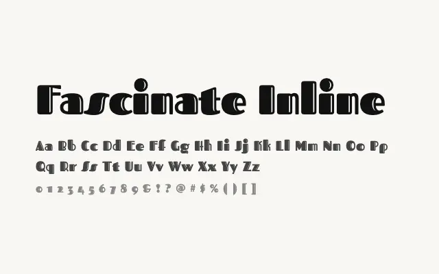 Fascinate Inline specimen from Google Fonts