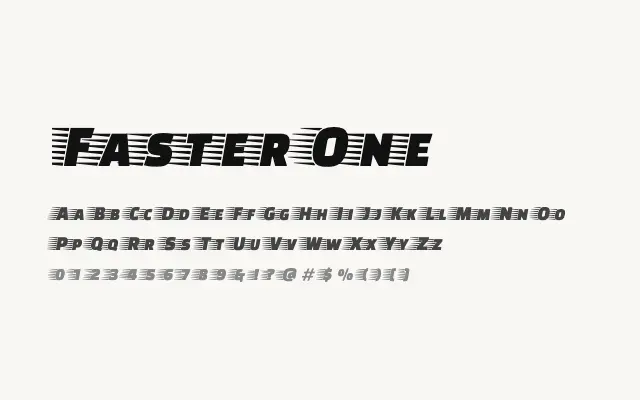 Faster One specimen from Google Fonts