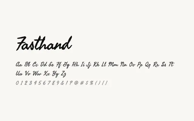 Fasthand specimen from Google Fonts