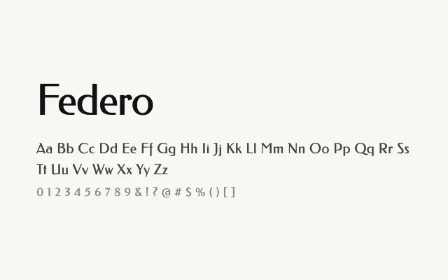 Federo specimen from Google Fonts