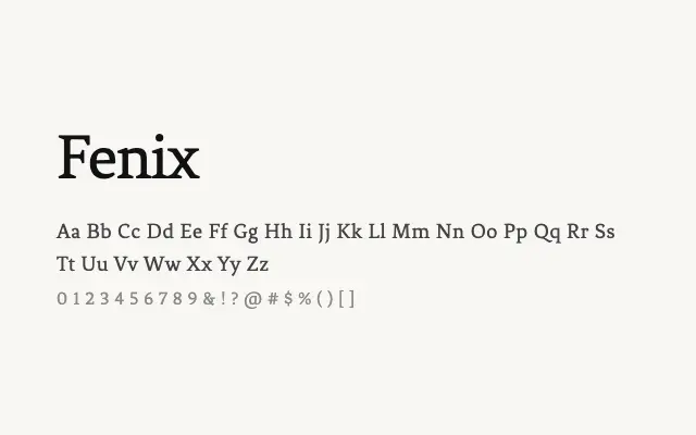 Fenix specimen from Google Fonts